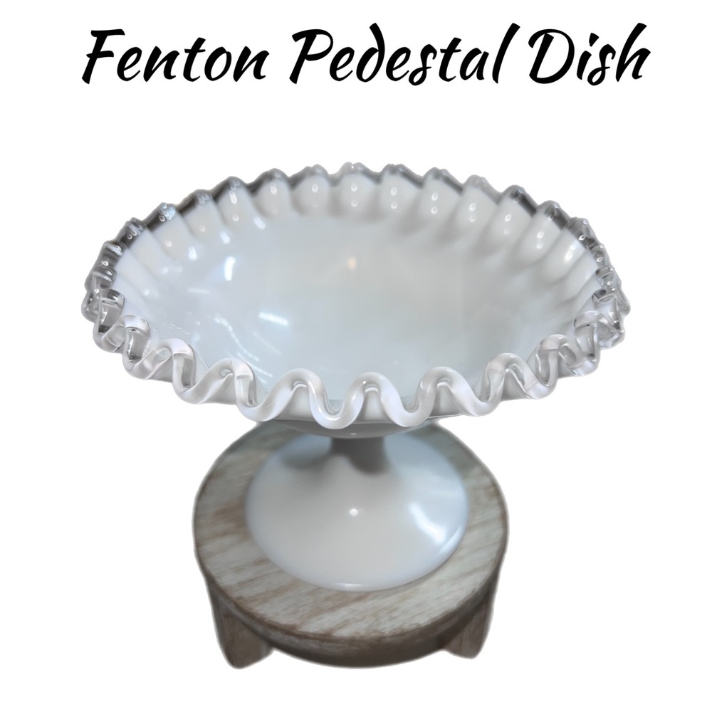 Fenton Silver Crest Crimped Edge Pedestal Dish